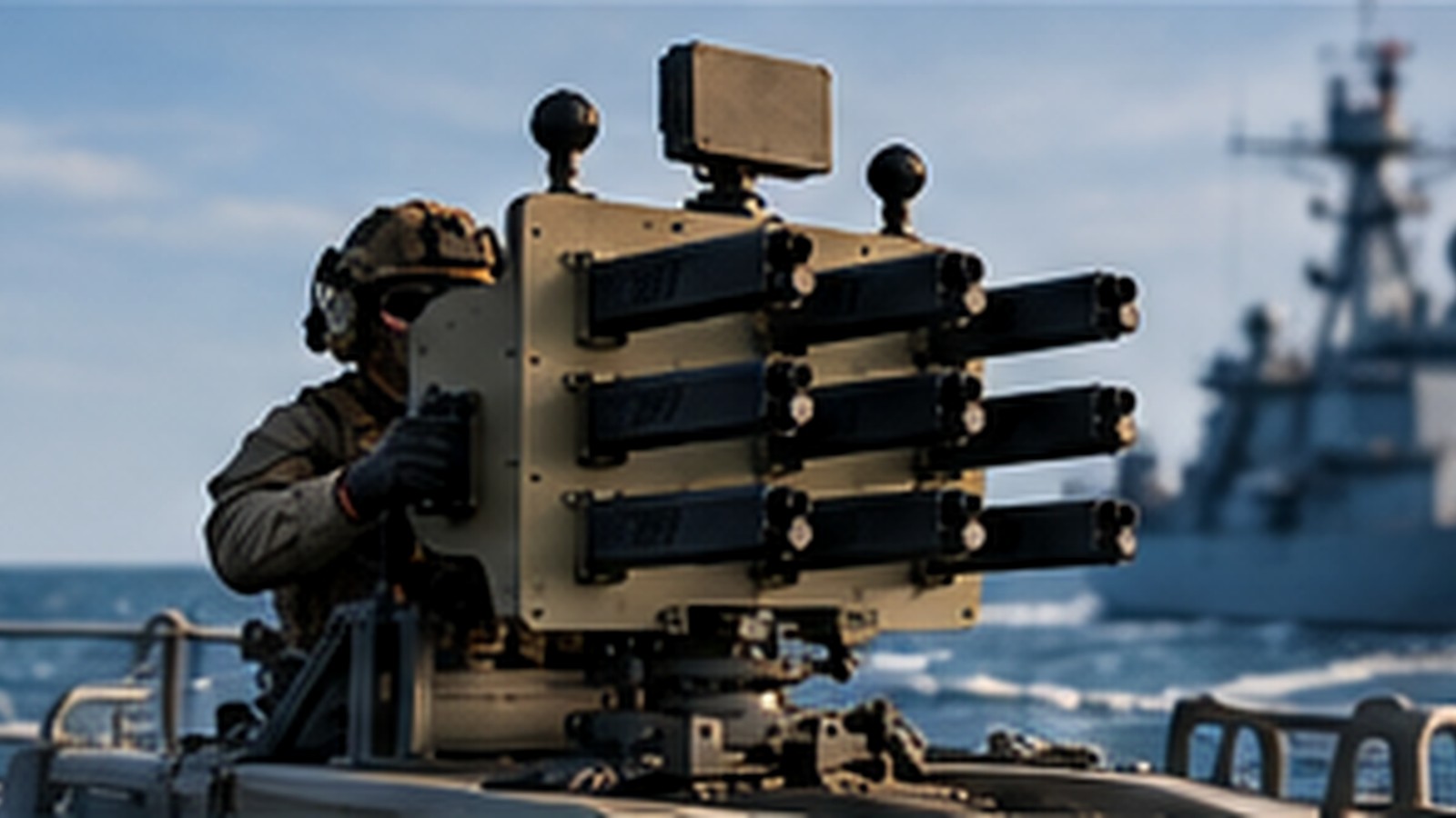 Shield-mounted SkyMoat on a maritime platform